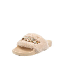 Load image into Gallery viewer, TIANNA Diamante Link Chain On Fur Mule