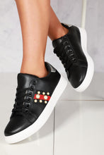 Load image into Gallery viewer, Ginnie pearl embellished three stripe trainer