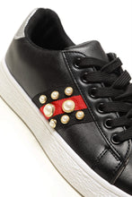 Load image into Gallery viewer, Ginnie pearl embellished three stripe trainer