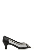 Load image into Gallery viewer, Willow kitten heel open toe diamante mesh