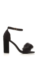 Load image into Gallery viewer, Marcia block heel fur detail sandal