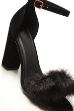 Load image into Gallery viewer, Marcia block heel fur detail sandal