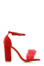 Load image into Gallery viewer, Marcia block heel fur detail sandal