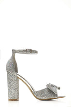 Load image into Gallery viewer, Mollie ladies block heel open toe ankle strap sandal with bow trim