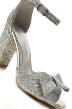 Load image into Gallery viewer, Mollie ladies block heel open toe ankle strap sandal with bow trim