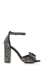 Load image into Gallery viewer, Mollie ladies block heel open toe ankle strap sandal with bow trim