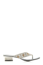Load image into Gallery viewer, Low Heel Diamante Toe Post Mule Sandal