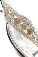 Load image into Gallery viewer, Low Heel Diamante Toe Post Mule Sandal