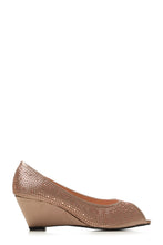 Load image into Gallery viewer, Emily peep toe diamante medium wedge