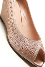 Load image into Gallery viewer, Emily peep toe diamante medium wedge