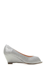 Load image into Gallery viewer, Emily peep toe diamante medium wedge