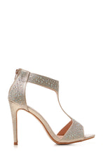 Load image into Gallery viewer, Ebony t-bar open toe stiletto sandal