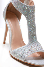 Load image into Gallery viewer, Ebony t-bar open toe stiletto sandal