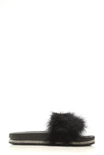 Load image into Gallery viewer, Millie diamante trim fluffy slides