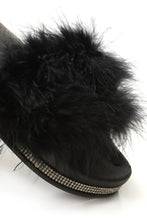 Load image into Gallery viewer, Millie diamante trim fluffy slides