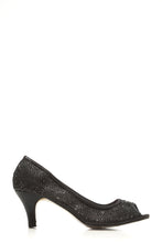 Load image into Gallery viewer, Serena medium kitten heel open toe diamante mesh shoe
