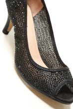 Load image into Gallery viewer, Serena medium kitten heel open toe diamante mesh shoe