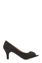 Load image into Gallery viewer, Violetta kitten heel diamante peep toe court shoe