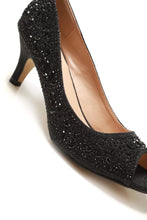 Load image into Gallery viewer, Violetta kitten heel diamante peep toe court shoe