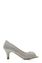 Load image into Gallery viewer, Violetta kitten heel diamante peep toe court shoe