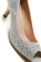 Load image into Gallery viewer, Violetta kitten heel diamante peep toe court shoe