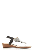 Load image into Gallery viewer, Fifi low wedge diamante toe post sandal