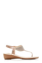 Load image into Gallery viewer, Fifi low wedge diamante toe post sandal