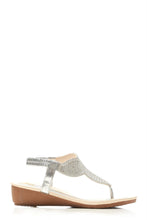 Load image into Gallery viewer, Fifi low wedge diamante toe post sandal