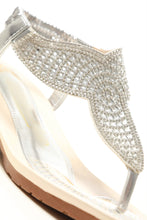 Load image into Gallery viewer, Fifi low wedge diamante toe post sandal