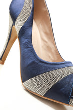 Load image into Gallery viewer, Solange diamante satin peep toe stiletto heels